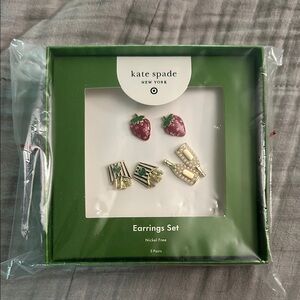 Kate Spade Strawberry and Champagne Earrings Trio